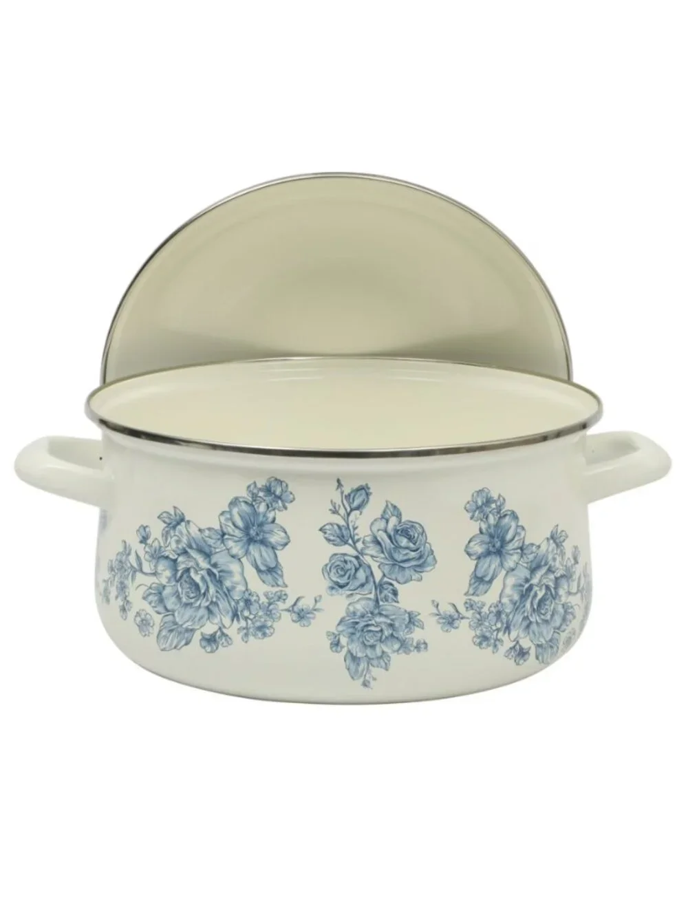 The Pioneer Woman Blue Agatha Collection 6 Qt Floral Enamel Dutch Oven with Lid